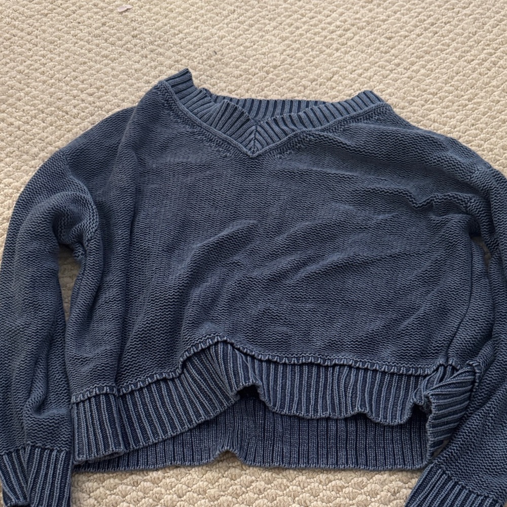 American Eagle Blue Off-the-Shoulder Sweater